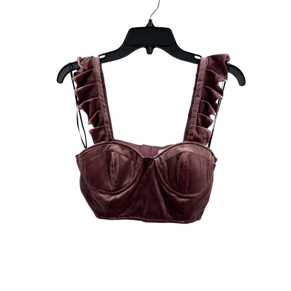 Yumi Kim Velvet Bustier Crop Mauve‎ Small New